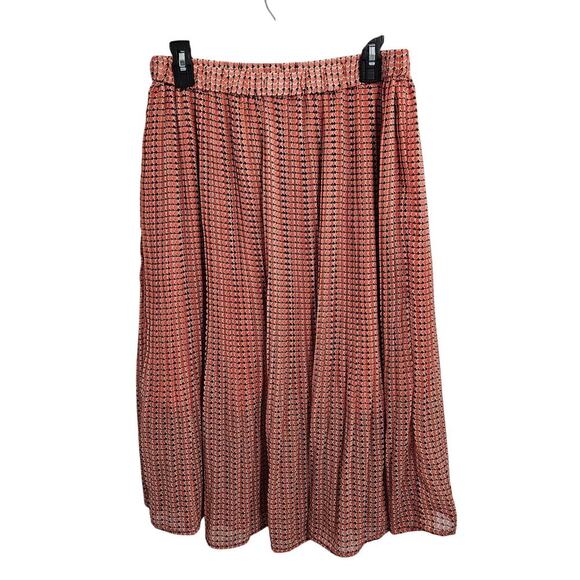 Banana Republic Orange Black Pleated Geometric Modern Midi Skirt Size Medium - Picture 3 of 7